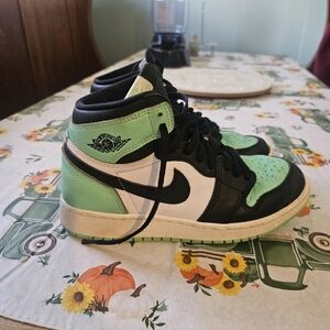 Nike Air Jordan 1 High Top Sneakers - Mint Green / Black / White